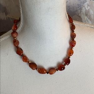 Necklace- coal stones mixed with copper beads